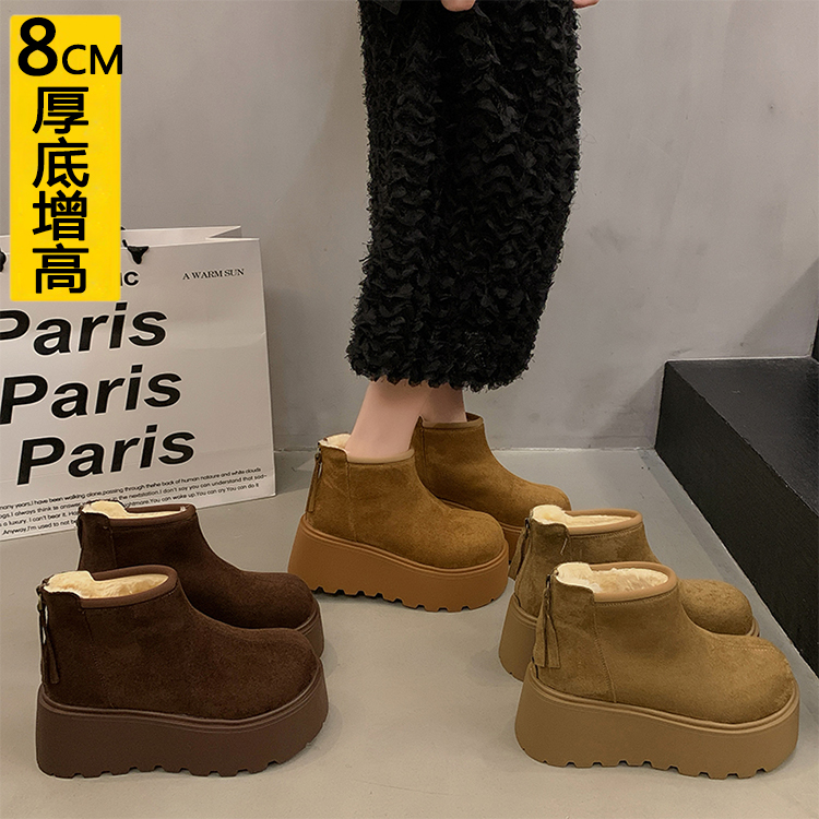 增高8CM小个子勃肯马丁靴女加绒