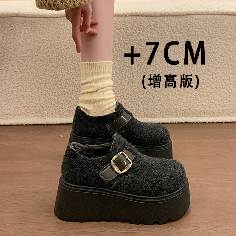 厚底增高7CM小个子加绒毛毛鞋女