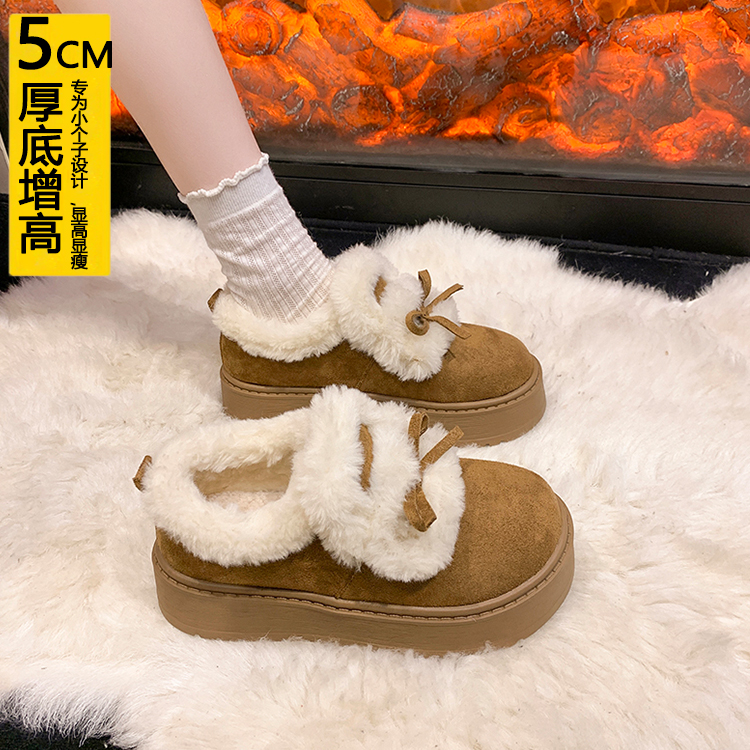 厚底增高5CM小个子加绒勃肯鞋女