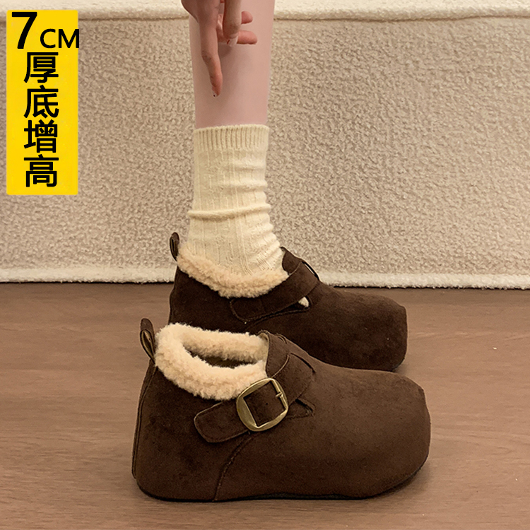 7CM内增高厚底小个子加绒勃肯鞋