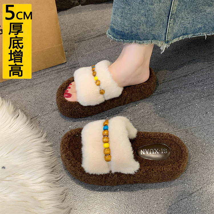 增高5CM小个子毛毛拖鞋女外穿