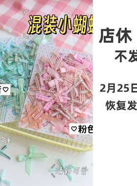 混搭小蝴蝶结装饰芭蕾风多色出卡打包材料辅料捏捏乐可爱甜美装饰