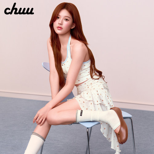 【赵露思同款】CHUU可露丽系列挂颈背心女2026夏撞色拼接无袖上衣