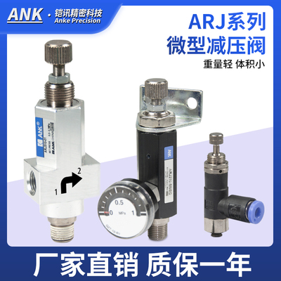 气动微型迷你调压阀ARJ210-M5空气压压力调节阀ARJ1020气体减压阀