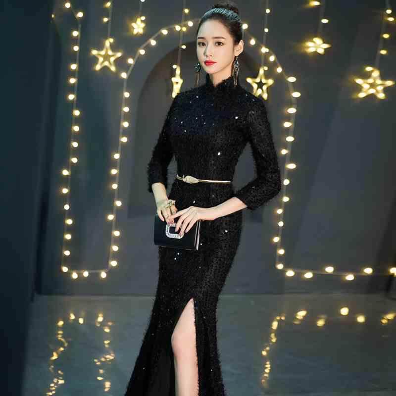 Black evening dress 2019 new pattern have more cash than can be accounted for banquet Long sleeve temperament party Self cultivation Annual meeting fish tail full dressin the Women's clothing/Boutique , Wedding/Cheongsam/Formal dress , Formal dress/Evening  category - from Buy2taobao.com to provide professional Taobao agent buy service