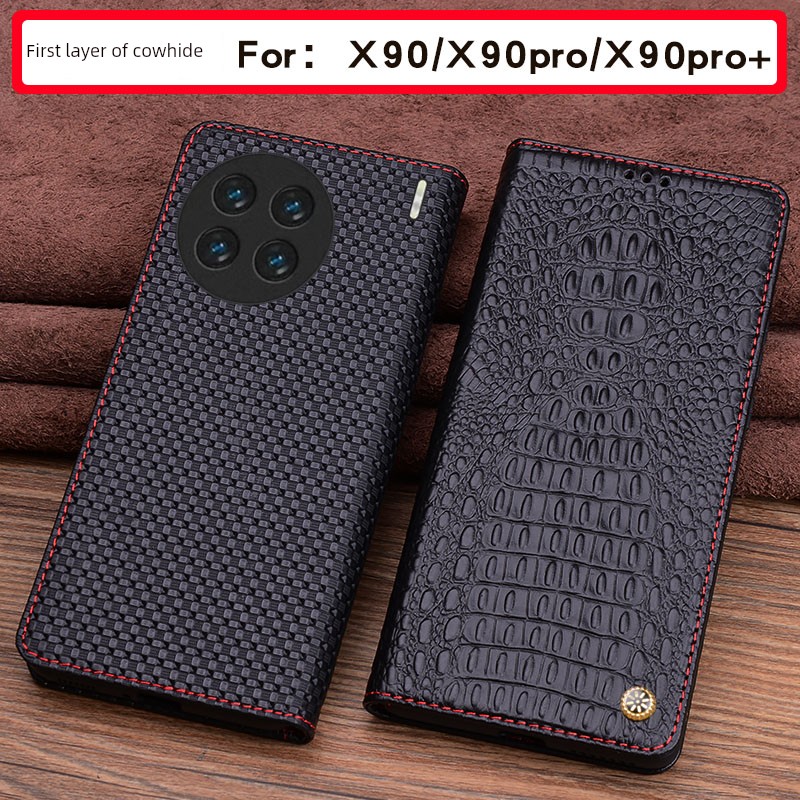适用于vivo X90手机套全包防摔个性创意X90 pro真皮保护套时尚大器男女款X90pro+翻盖式