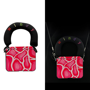 爱心适用华为Purax手机壳荣耀VFliP2中轴保护OPPON3flip铰链全包小米Mixflip2挂绳华为Pocket2支架