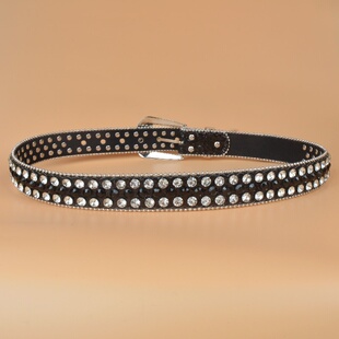 腰带加长宽新款 镶嵌水钻款 腰带 时尚 欧美女士水钻镶嵌皮带女款