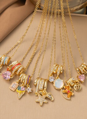 2025新款钛钢锆石项链女高级时尚个性百搭气质微镶铜吊坠饰品批发