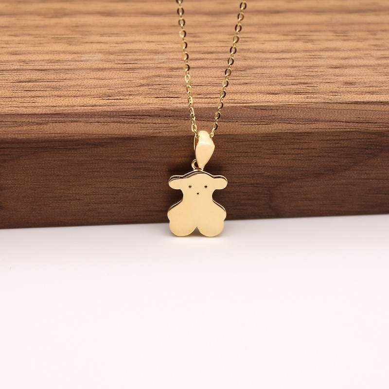 韩国流行纯14K黄金可爱小熊吊坠女士项坠孩子儿童节挂件节日礼物