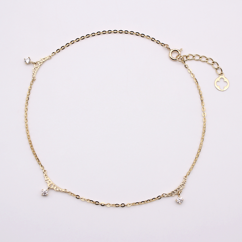 小钻镶嵌K金脚链女时尚秀气促销