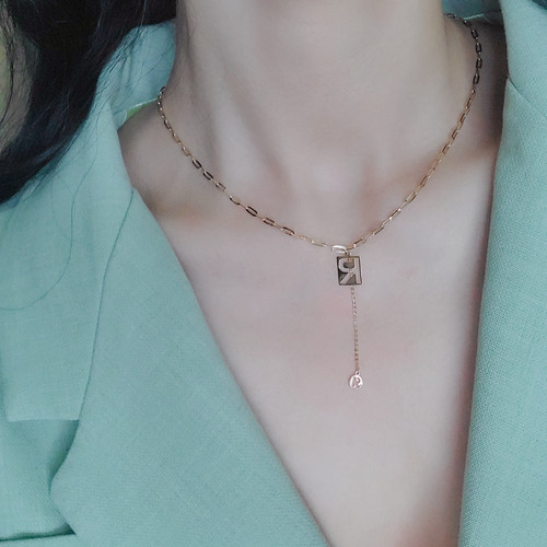 时尚百搭K金项链一体项链女大气