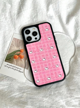 粉色小头kitty大孔刀锋玻璃壳iPhone17pro/华为pura80mate70小米17红米k70/OPPOreno14/VIVOX200手机保护套