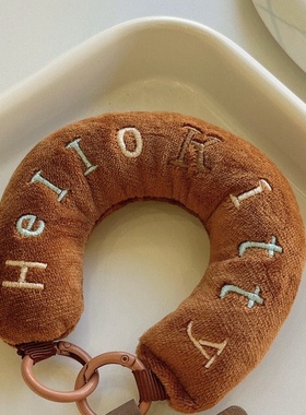 韩国ins植绒充棉软绵绵刺绣字母手工布艺C手腕带短款挂绳防丢绳女