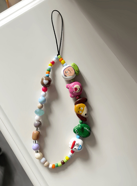 玩具总动员彩珠串珠手机链防丢可爱卡通动漫ins风手机珠子挂件