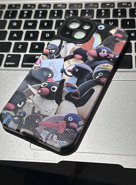 Pingu企鹅拼贴iPhone17瞳眼贴皮竖条纹手机软壳华为mate适用安卓个性vivo小众朋克风ins小米15oppo全包保护壳