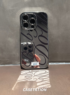 Baby Doll英文字母电镀银镜面精孔包边手机壳苹果17华为pura80简约ins风安卓vivo小米oppo全包镜头tpu保护套