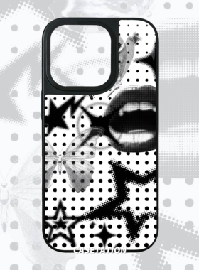 蝴蝶星星波点拼贴y2k大孔二合一黑色水凝壳iPhone17promax全包边华为pura80手机硬壳ins小众手机保护套