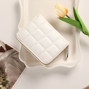 新款韩版简约格子卡包女士小巧多卡位证件卡套个性学生卡夹零钱包