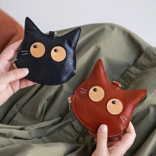新款女士零钱包挂脖项链包卡通猫可爱挂包耳机硬币迷你超薄小卡包