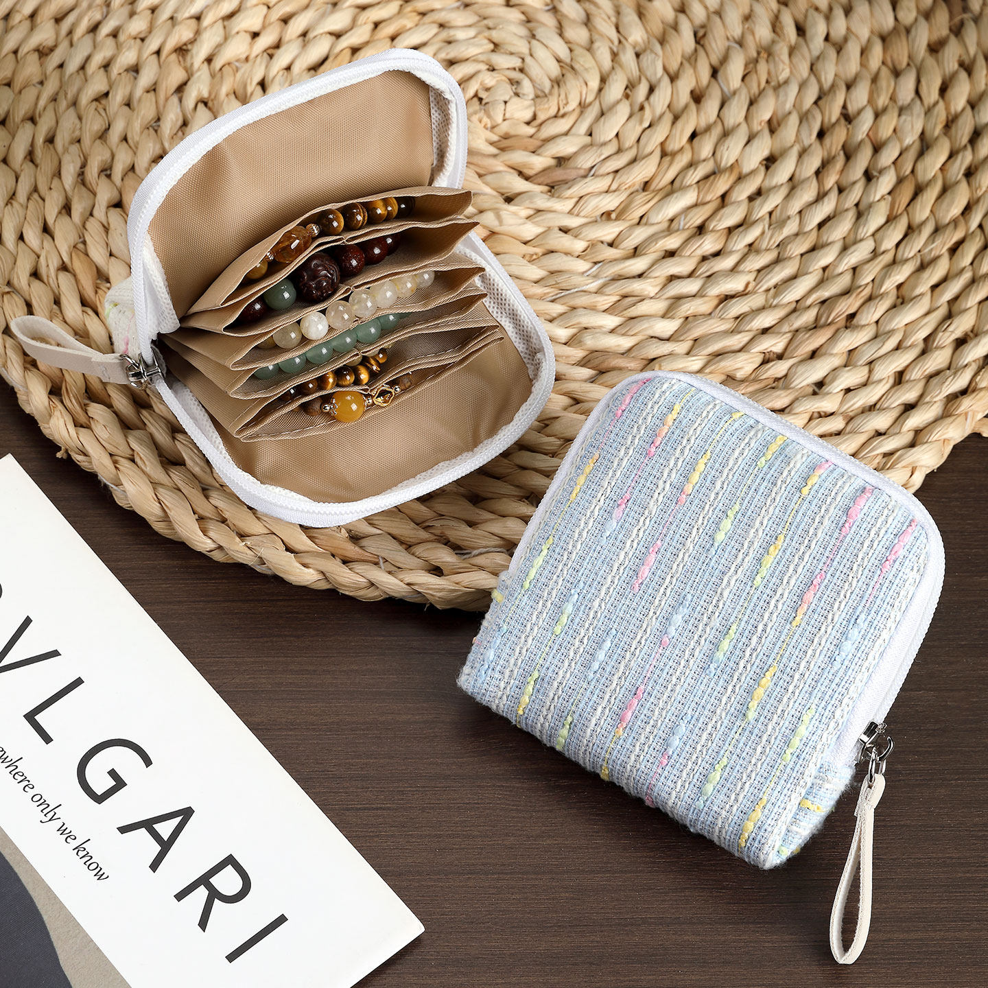 首饰收纳包高档精致放水晶手串手镯文玩项链首饰袋多层便携首饰盒