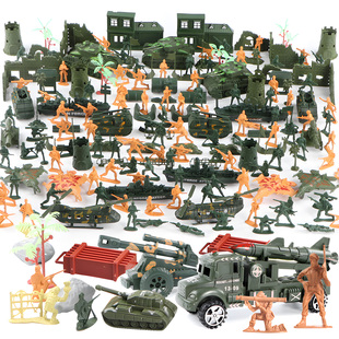 儿童军事兵人场景模型装备玩具套装二战坦克战车装甲车迫击加榴炮