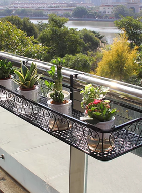 Balcony railing flower pot rack iron wall hanging basket 1m