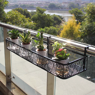 Balcony railing flower pot rack iron wall hanging basket 1m