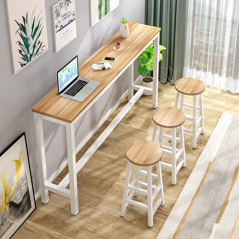 Bar table simple narrow desk high foot long table chair set