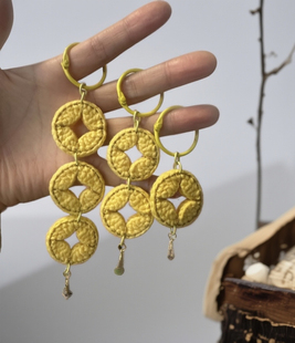 新年好运连连纯手工钩织金币挂件成品招财纳福铜钱钥匙扣