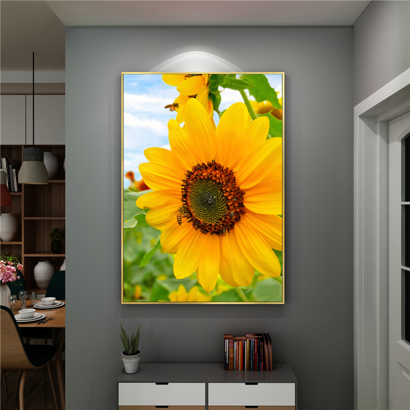 向日葵装饰画北欧现代简约客厅餐厅挂画走廊过道玄关卧室植物壁画图片