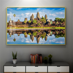 吴哥窟装饰画照片墙柬埔寨晶瓷画世界文化遗产七大奇迹暹粒挂壁