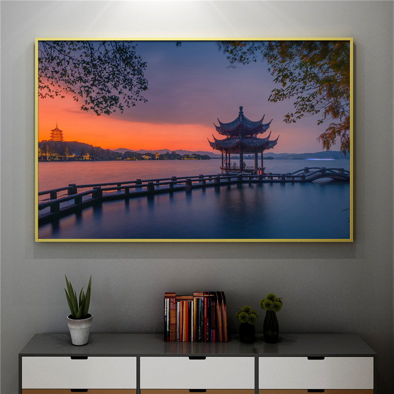 浙江杭州西湖装饰画照片墙千岛湖乌镇晶瓷画金华横店影视城挂壁