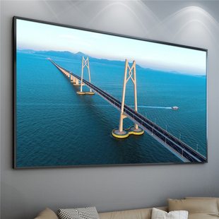 港珠澳大桥风景装饰画虎门中深通道南沙伶仃洋大桥晶瓷画旅游挂画