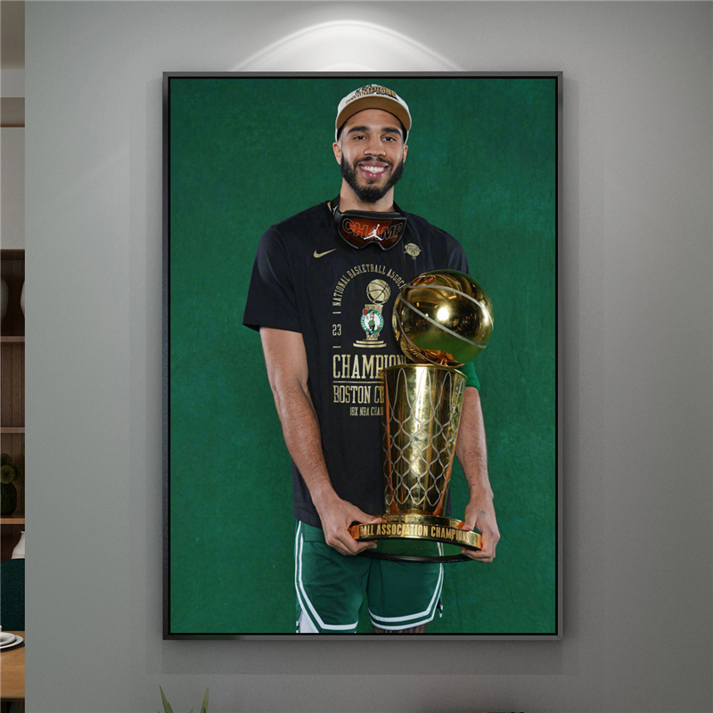 NBA凯尔特人2024夺冠Tatum塔图姆晶瓷挂壁画装饰画杰伦布朗照片墙图片