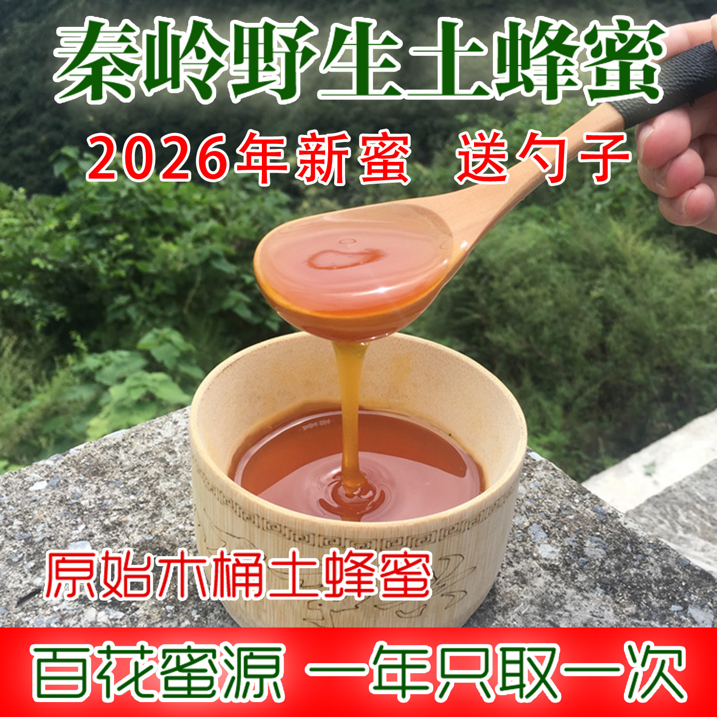 2026新蜜秦岭野生土蜂蜜农家纯正天然百花蜜中华蜂蜜崖蜜结晶500g