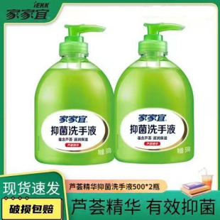 家家宜芦荟抑菌清凉舒爽洗手液洁净保湿滋润宿舍家用洗手液500g瓶