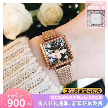 OliviaBurton手表女轻奢小众方形蜜蜂正品名牌女士女生礼物OB女表