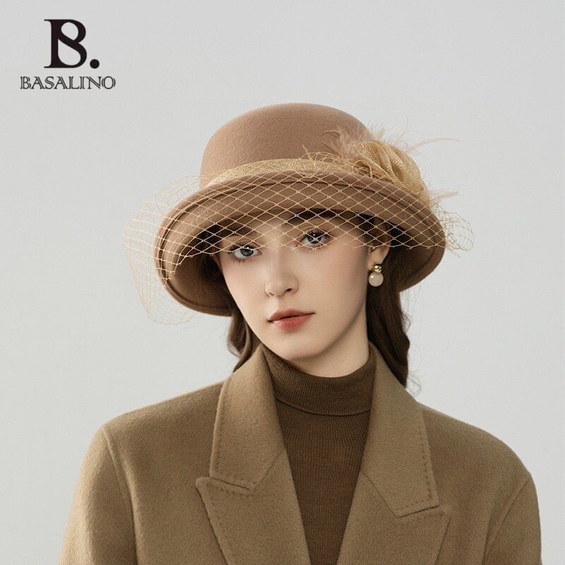 芭莎时尚法式羊毛女士帽名媛风羊毛帽赫本风女帽优雅英伦百搭渔夫