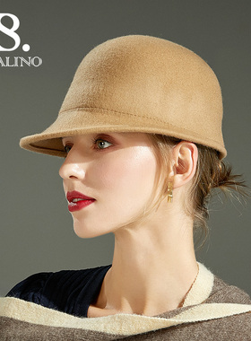 语秋赫拉纯羊毛呢马术帽优雅淑女骑士帽英伦风鸭舌帽渔夫帽百搭