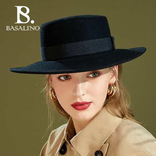 纯羊贵妇帽复古风爵士帽大檐帽