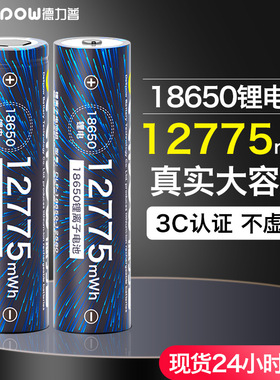 德力普18650大容量强光手电筒风扇3.7v收音唱戏机机12775mwh电池