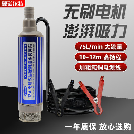 新款直流无刷电机12V大功率抽水泵24V柴油抽油泵高扬程小型潜水泵