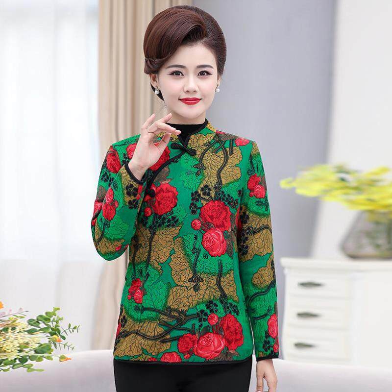 中老年女秋冬夾棉加厚旗袍上衣中國風保暖T恤40-50中式盤扣小棉襖在類目 女裝/女士精品, 中老年女裝中 - 來自Buy2taobao.com提供專業的淘寶代購服務