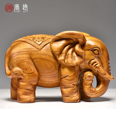 香樟木大象摆件实木雕刻小象