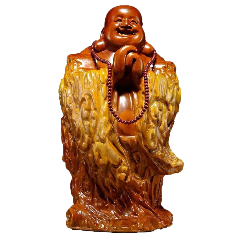 花梨木雕弥勒佛像摆件家居客厅