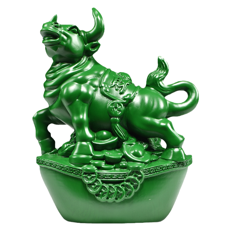 绿色木牛摆件实木雕刻十二生肖