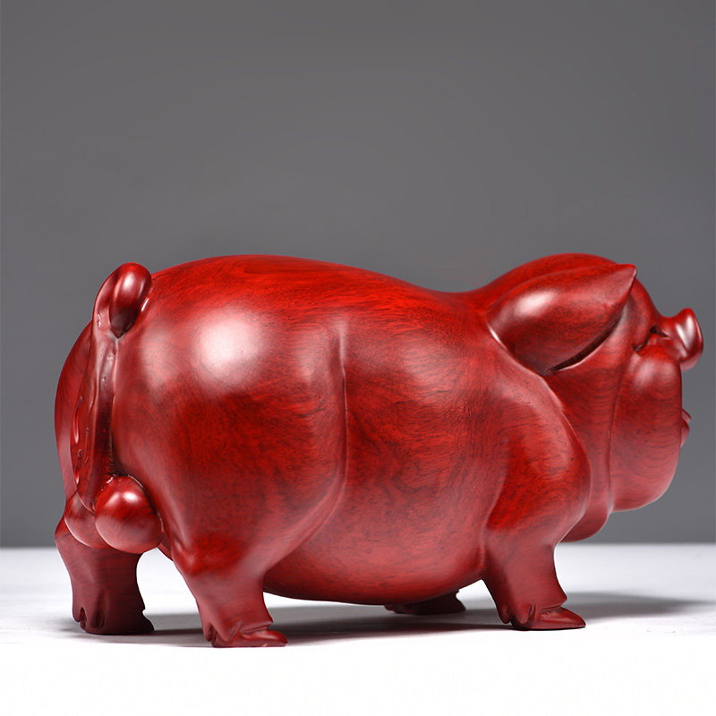 红花梨木雕猪摆件十二生肖实木动物客厅家居桌面装饰品红木工艺品,家居饰品,装饰摆件,淘宝优惠券,粉丝福利购,淘宝优惠卷