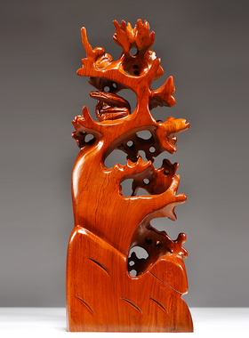 花梨实木雕刻喜上眉梢根雕摆件雕刻工艺品家居客厅玄关装饰送礼品