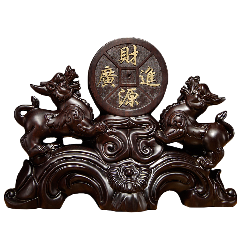 貔貅摆件皮丘家居客厅黑檀木雕